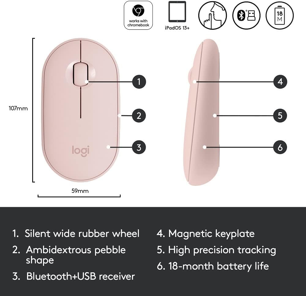 Logitech Pebble M350 Bluetooth Mouse ROSE