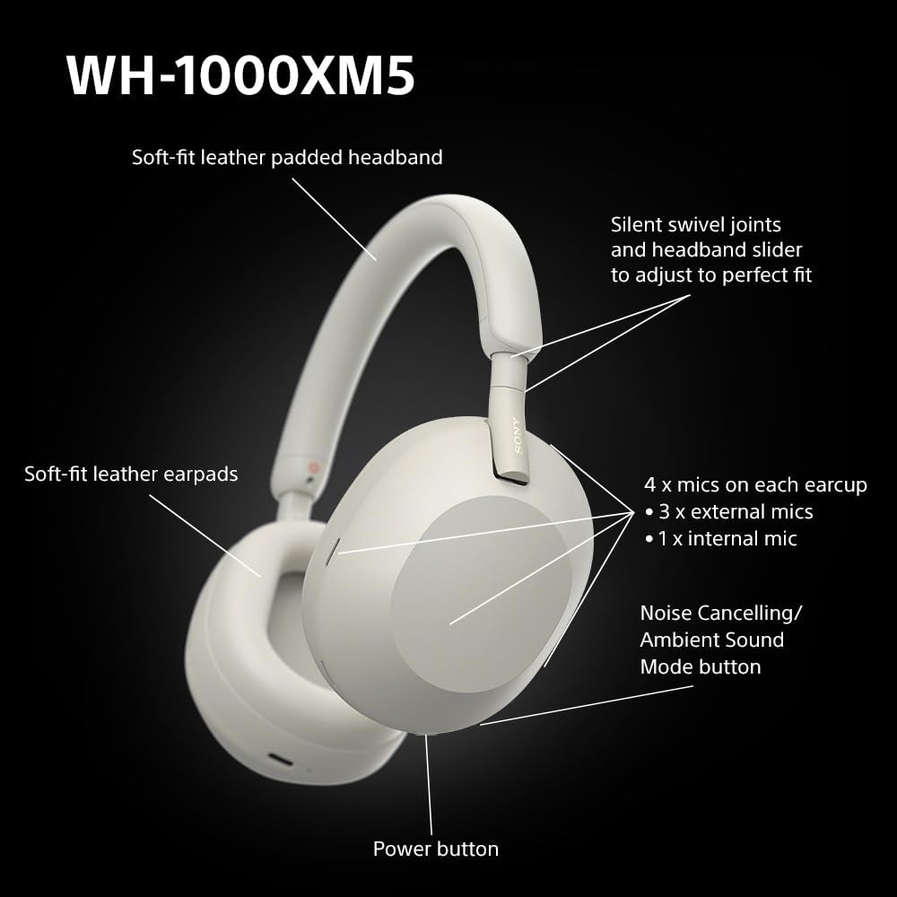Sony WH-1000XM5 Wireless Headphones Silver