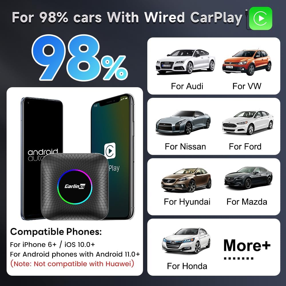 CarlinKit AIBOX LED: Wireless CarPlay Android Auto Adapter for CarPlay 8GB+128GB