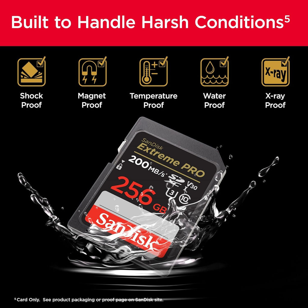 SanDisk Extreme Pro 256GB SDXC 200 MB/s Memory SD Card