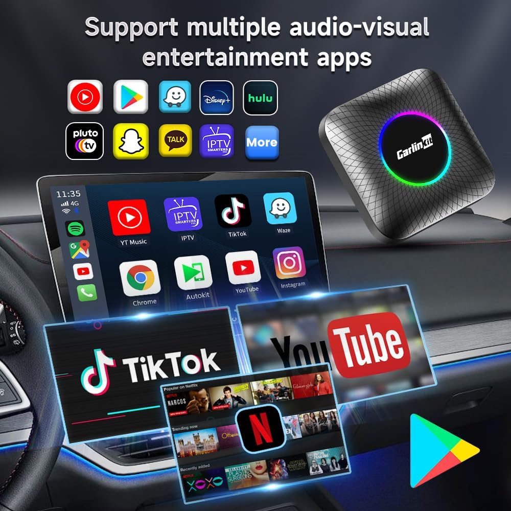 CarlinKit AIBOX LED: Wireless CarPlay Android Auto Adapter for CarPlay 8GB+128GB
