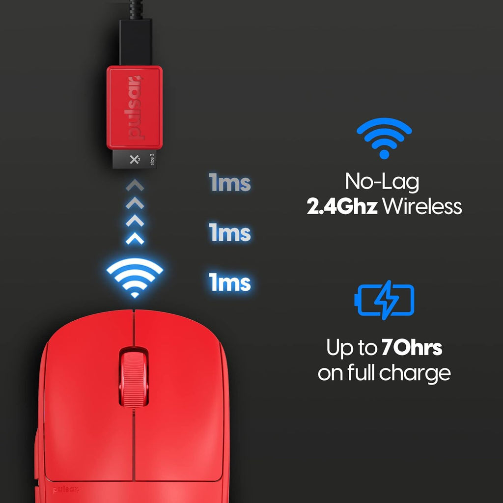 Pulsar X2 Wireless Gaming Mouse Red