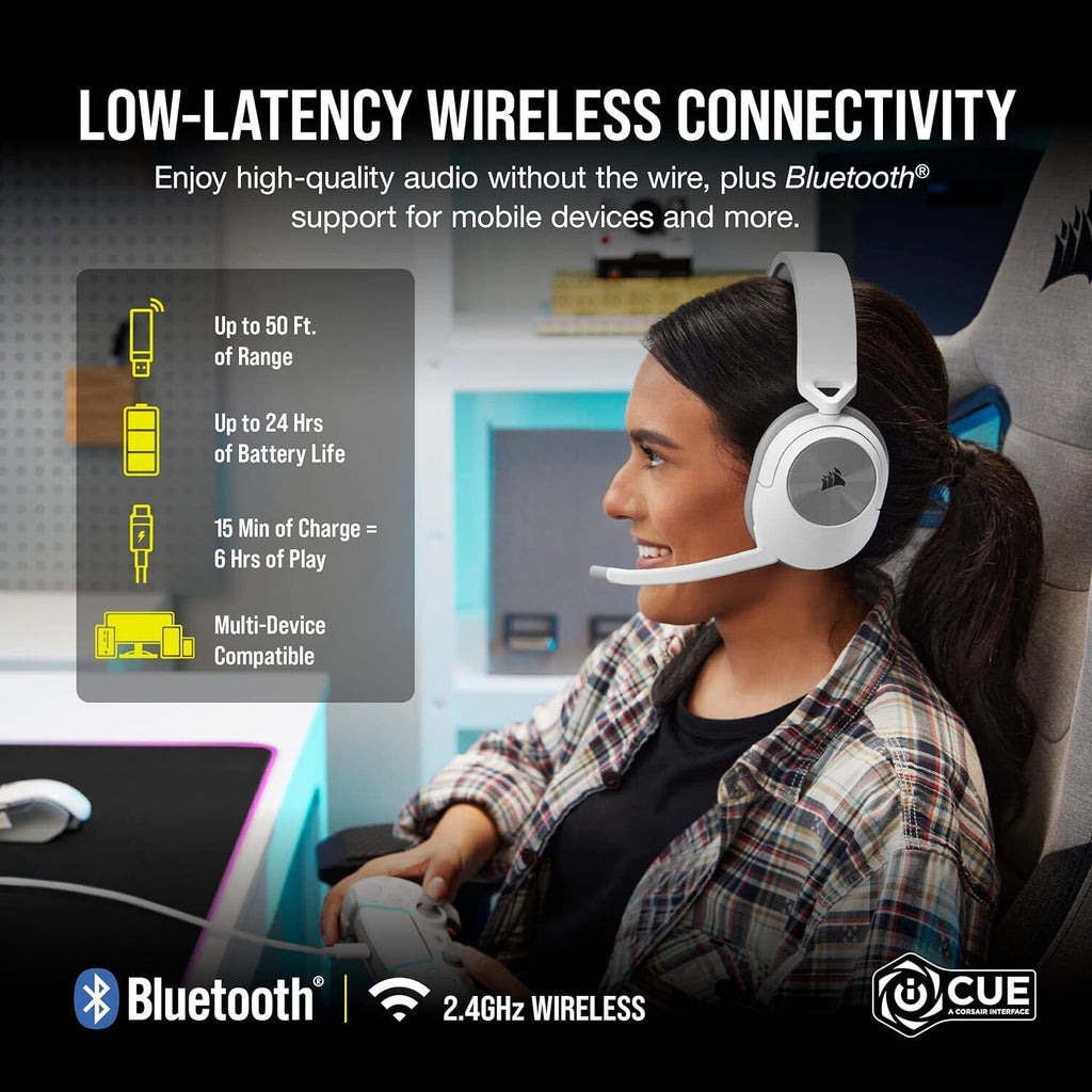 Corsair HS55 WIRELESS Gaming Headset  - White