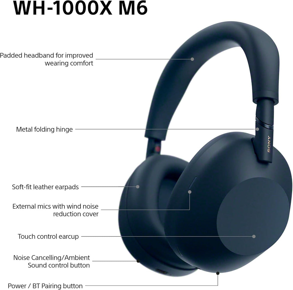 Sony WH-1000XM6 Noise Cancelling Wireless Headphones - Blue