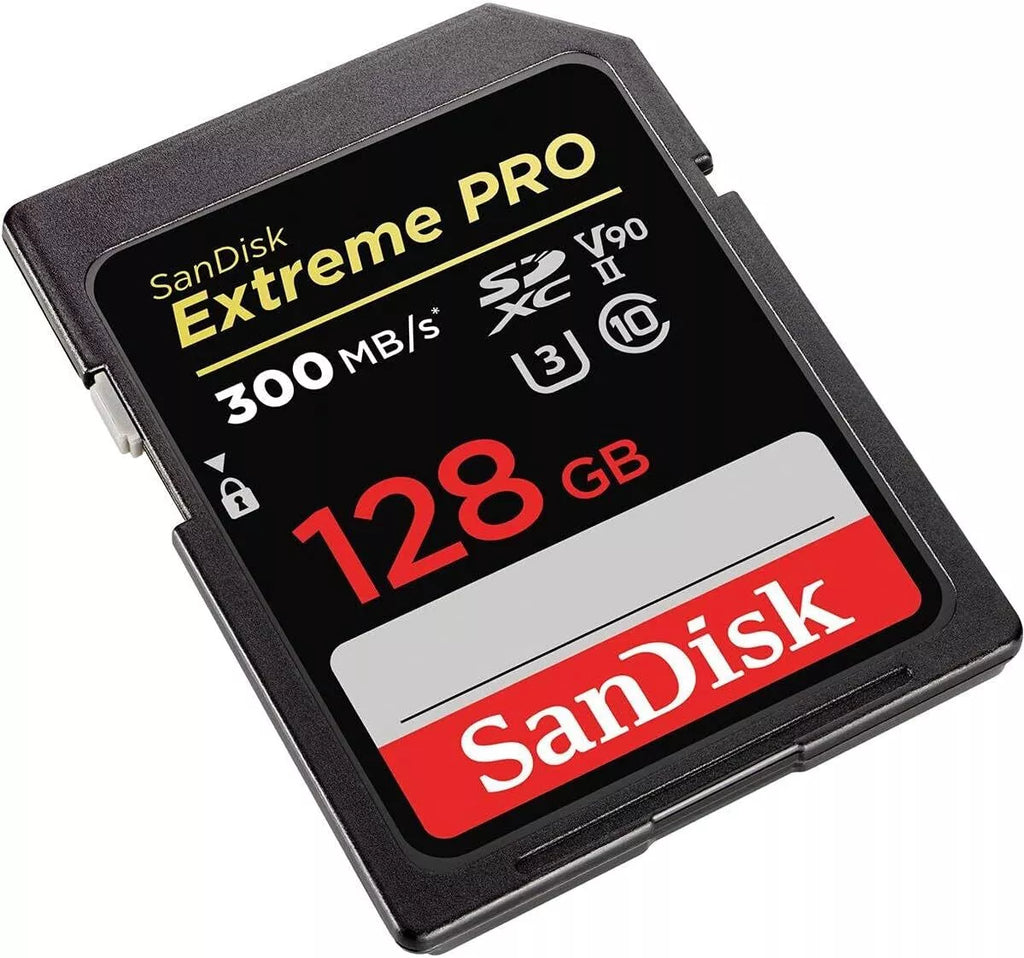 SanDisk 128GB Extreme PRO SDXC card, up to 300 MB/s