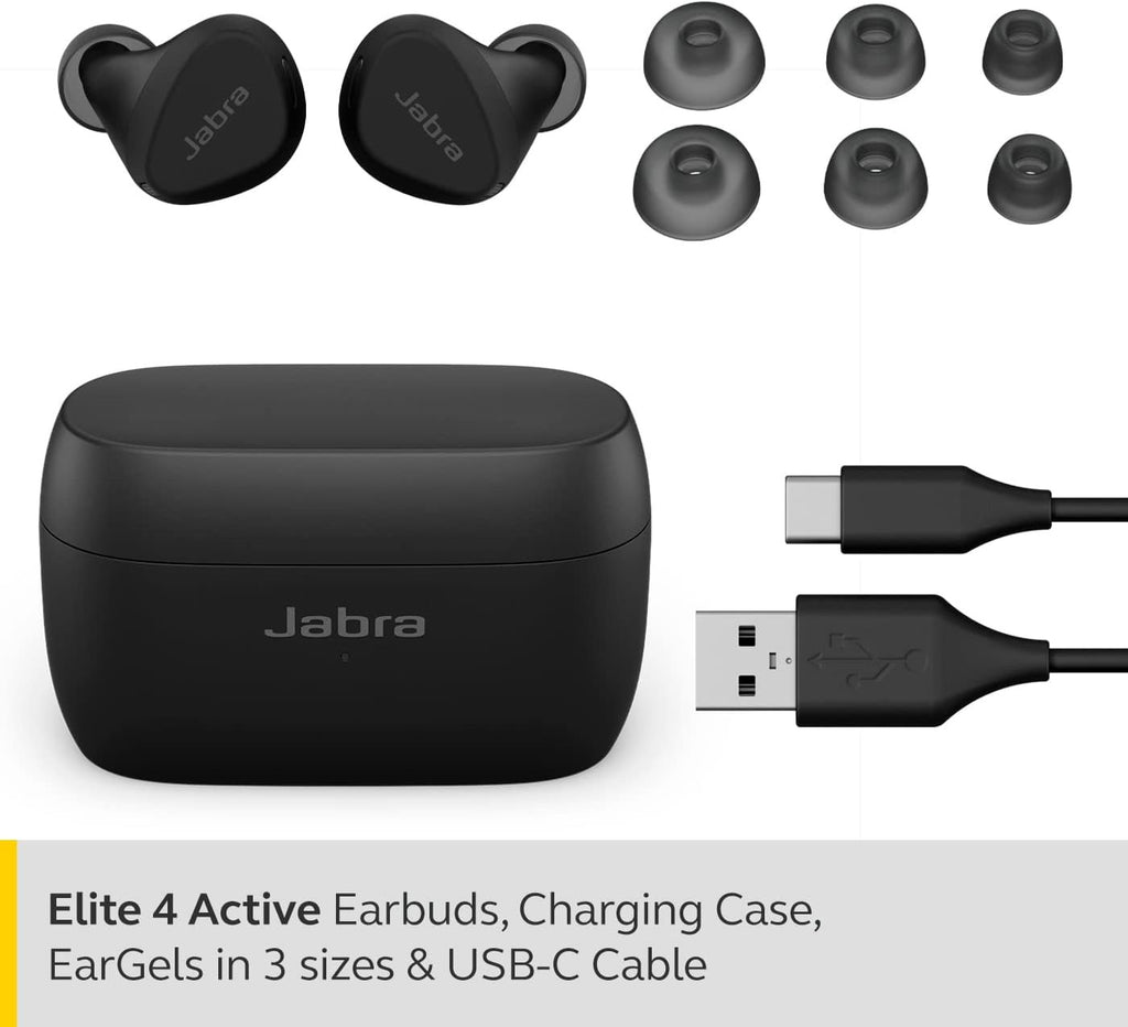 Jabra Elite 4 Active In-Ear Wireless Earbuds, Active Noise Cancelling -Dark Grey