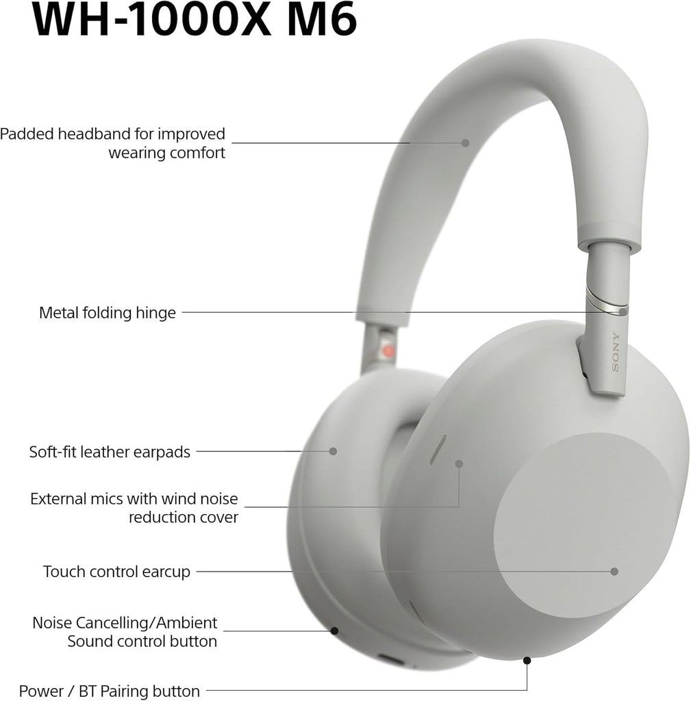Sony WH-1000XM6 Noise Cancelling Wireless Headphones - Silver