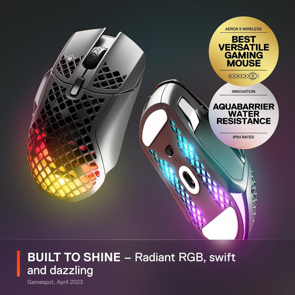 SteelSeries Aerox 5 Wireless - Holey RGB Gaming Mouse Black