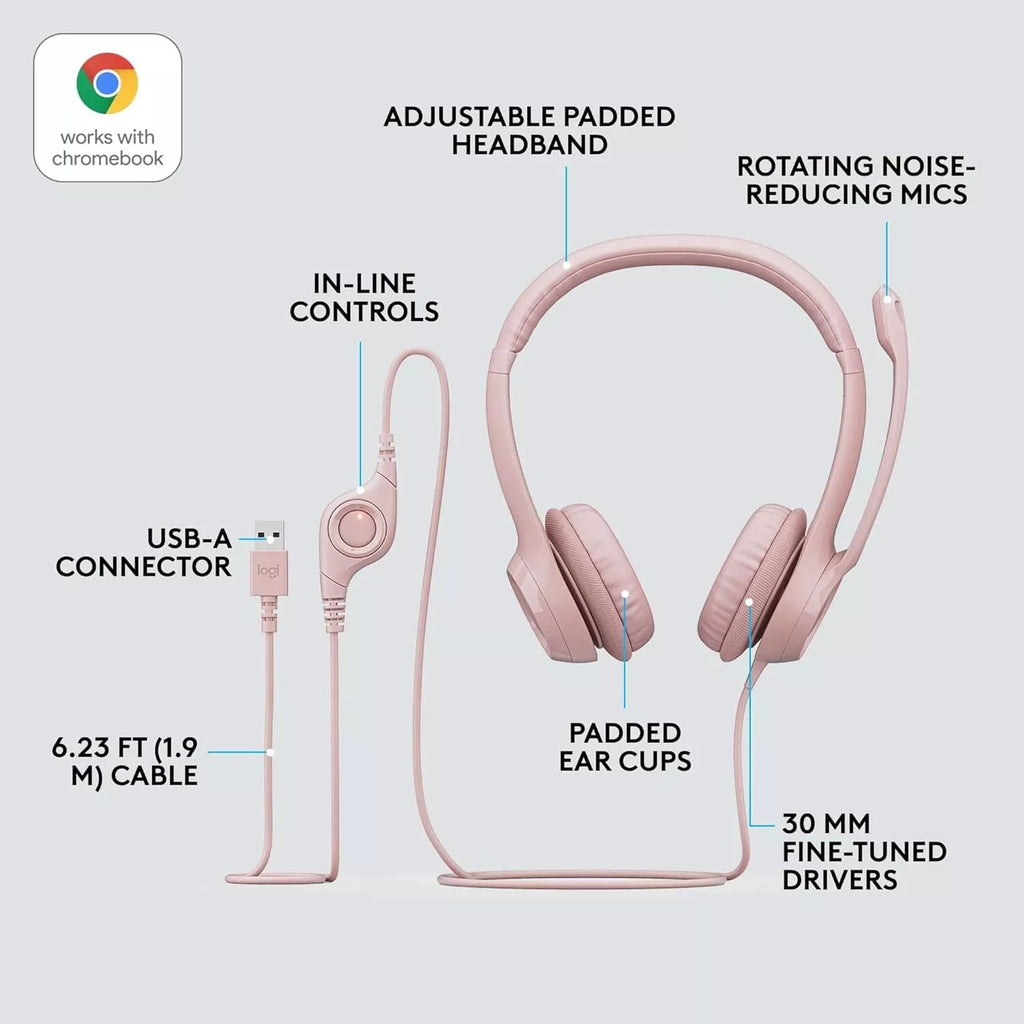 Logitech H390 USB Headset - ROSE