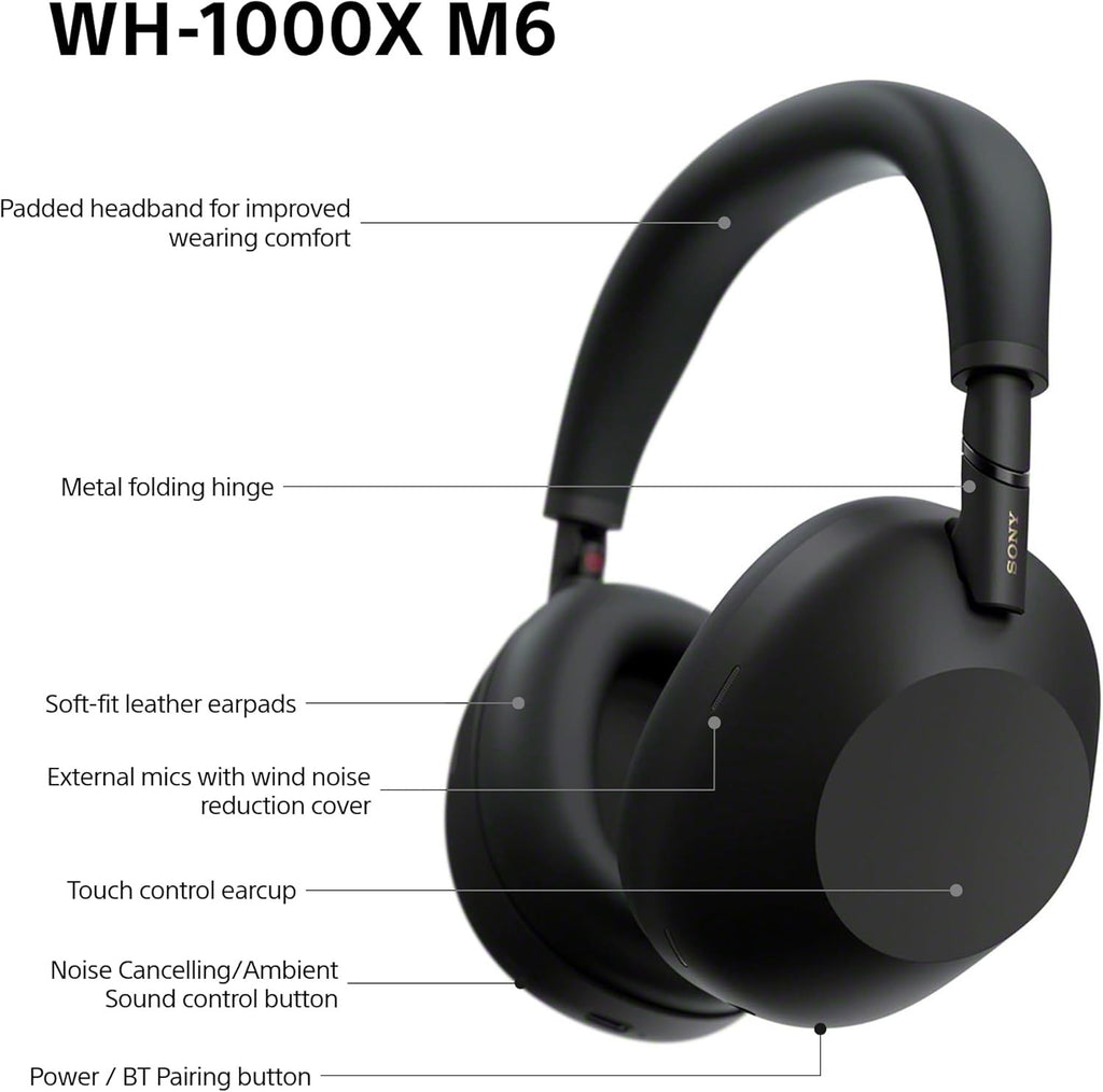 Sony WH-1000XM6 Noise Cancelling Wireless Headphones - Black