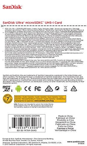 SanDisk Ultra 64 GB microSDXC Class 10 Memory Card up to 48 Mbps - White/Grey