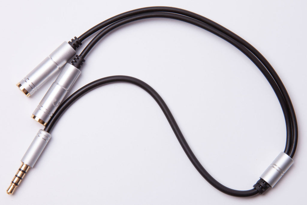 Black Stork 3.5mm Stereo Audio Male to 2 Female Headset Mic Y Splitter Cable Adapter Silver