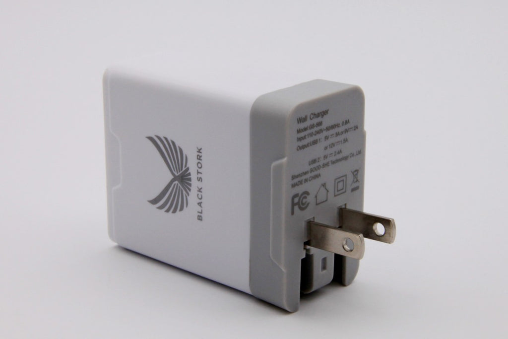 Black Stork UK Fast Charger QC 3.0 USB 30W +5V 2.4A Quick Wall Charger White