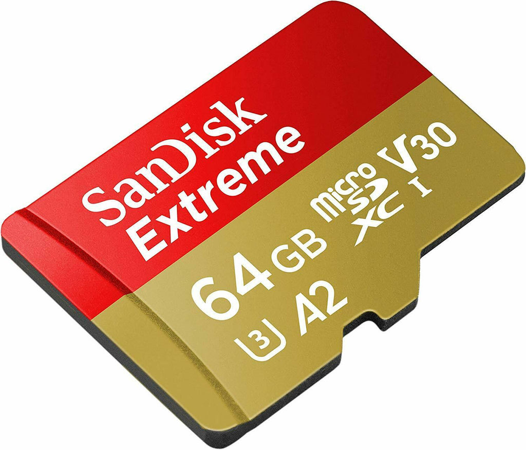 64GB SanDisk Extreme micro SD XC Memory Card V-Class 30 U3 4K Video A2 100MB/s
