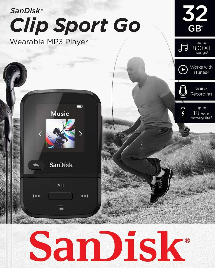 SanDisk Clip Sport GO MP3 Player 32GB - Black