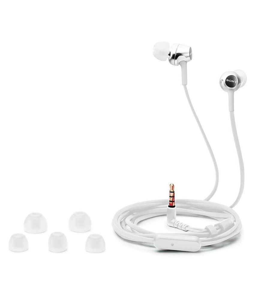 SONY MDR-EX155AP Closed Dynamic In-Ear Headphones In-line Remote Mic White