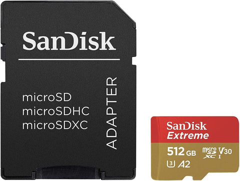 Sandisk Extreme 512GB micro SD XC Memory Card U3 V30 UHS-I A2