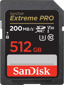 SanDisk Extreme Pro 512GB SDXC 200 MB/s Memory SD Card