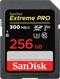 SanDisk 256GB Extreme PRO SDXC card, up to 300 MB/s