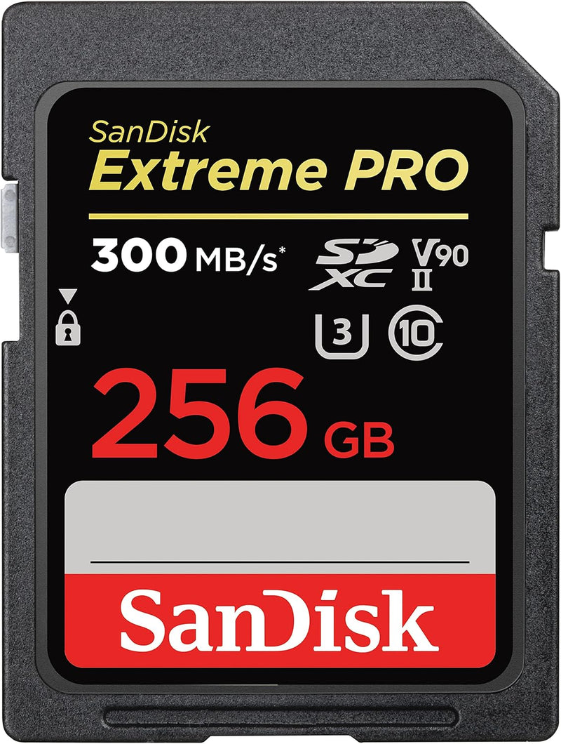 SanDisk 256GB Extreme PRO SDXC card, up to 300 MB/s