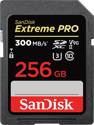 SanDisk 256GB Extreme PRO SDXC card, up to 300 MB/s