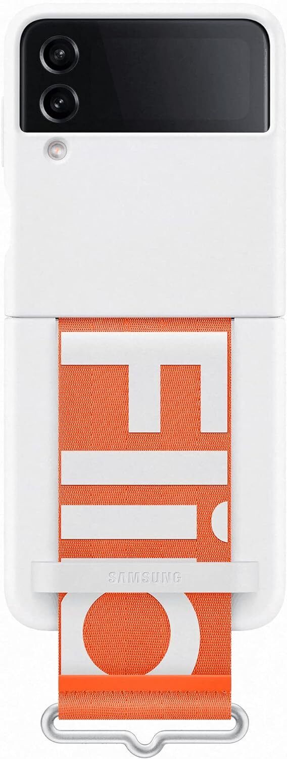 Samsung Silicone Cover with Strap for Galaxy Z Flip4 - White