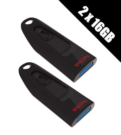 2x 16GB SanDisk Ultra USB 3.0 Flash Drive Pen Drive USB memory stick total 32gb
