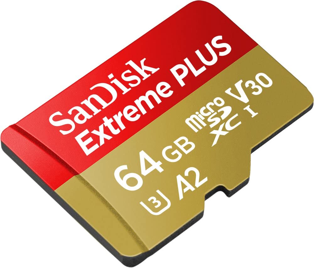 SanDisk Extreme Plus 64GB micro SD XC Memory Card V-Class 30 U3  A2