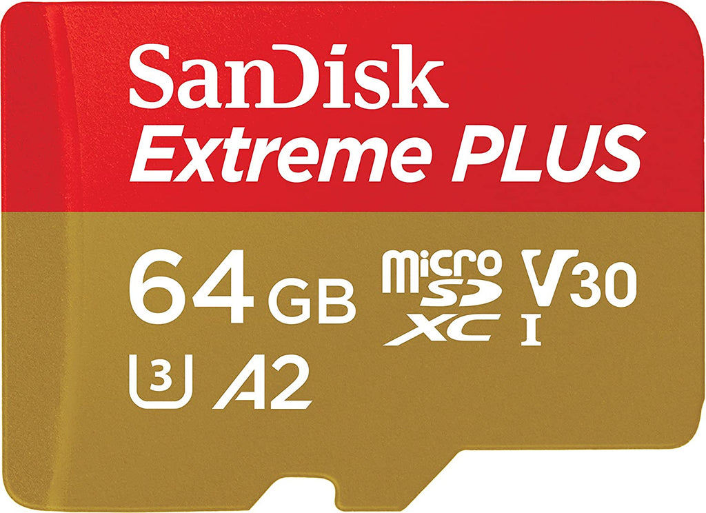 SanDisk Extreme Plus 64GB micro SD XC Memory Card V-Class 30 U3  A2