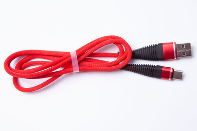 Black Stork Charging Cable Cord USB-C Type-C 3.1 Braided RED