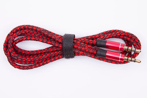 Black Stork Jack 3.5mm Audio Cable Nylon Braid 3.5mm Car AUX Cable 1.5M Red