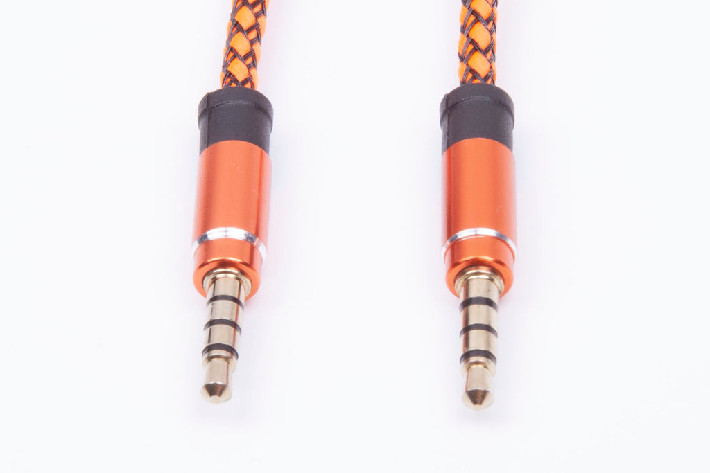 Black Stork Jack 3.5mm Audio Cable Nylon Braid 3.5mm Car AUX Cable 1.5M Orange