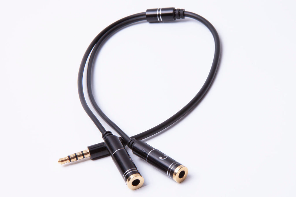 Black Stork 3.5mm Stereo Audio Male to 2 Female Headset Mic Y Splitter Cable Adapter Black