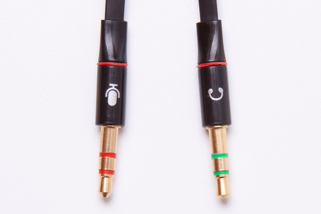 Black Stork 3.5 Female to 3.5 male + male audio Jack Headset Mic Y Splitter Cable Black