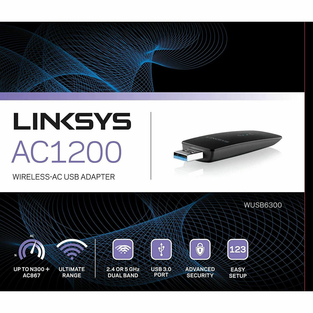 Linksys WUSB6300 AC1200 Dual Band Wireless USB 3.0 Adapter