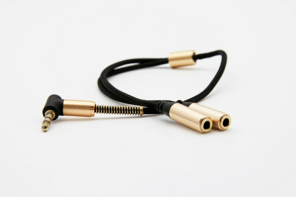 Black Stork High Quality 3.5mm Stereo Audio Splitter 2 female 1 male AUX cable