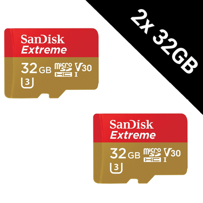 2x32GB SanDisk Extreme micro SD HC Memory Card U3 4K Video go pro total 64 gb!
